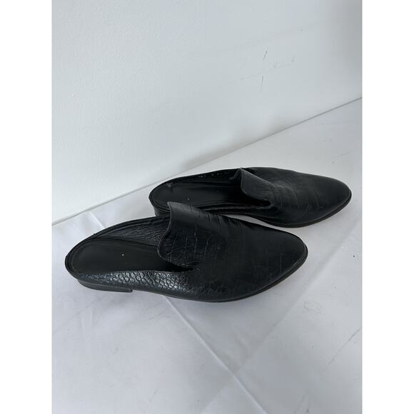 ROBERT CLERGERIE Alice Croc Embossed Leather Black Slip-On Mules Sz 40.5 US 9.5 - Picture 1 of 13